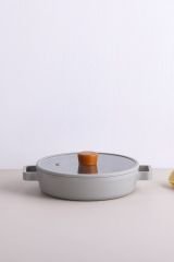 FİKA CAM KAPAKLI ALÜMİNYUM SAHAN 22CM GRİ