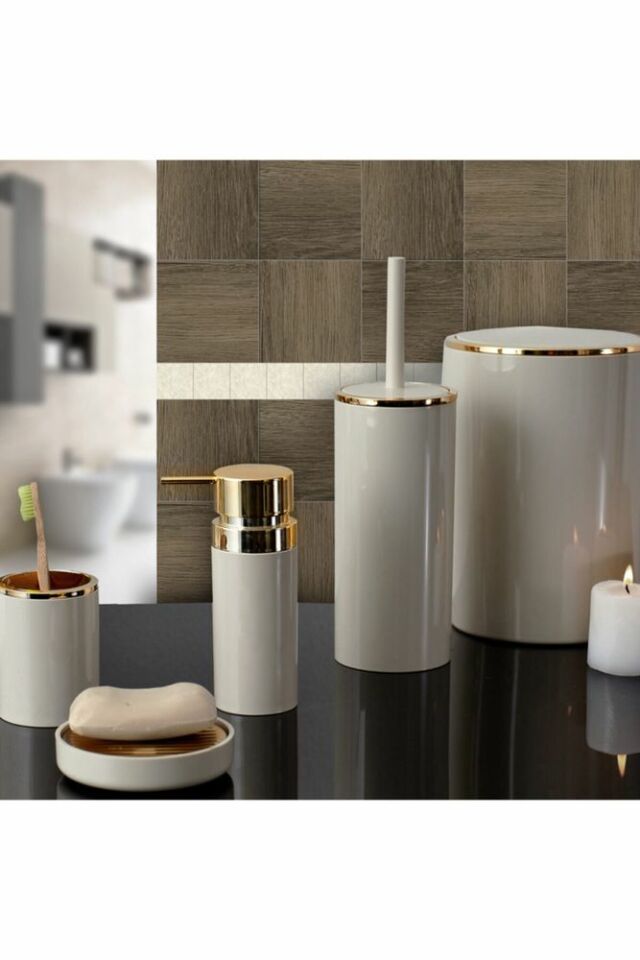 Primanova Lenox Gold Kaplama 5'li Banyo Seti - Bej