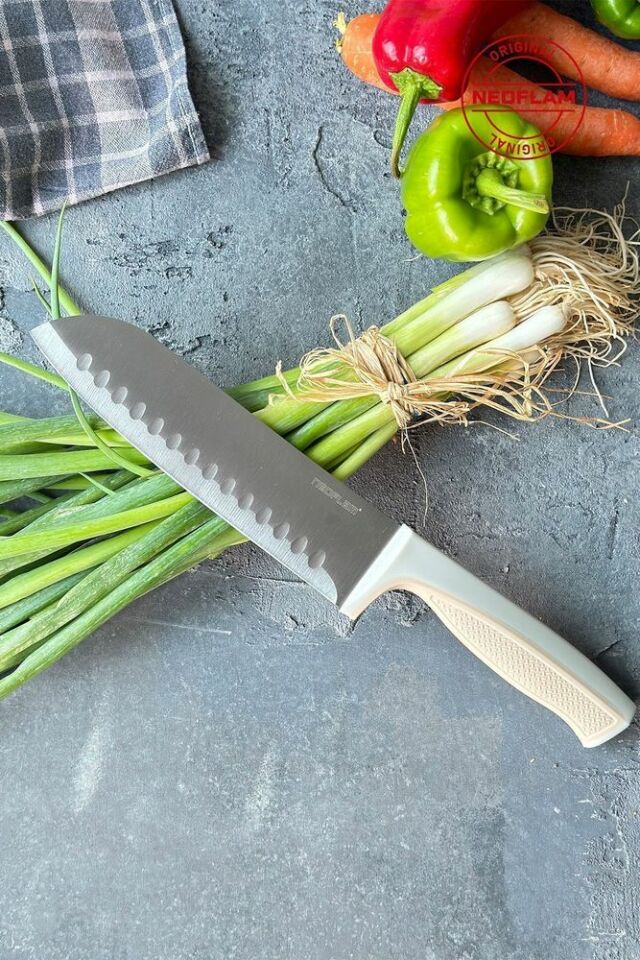 Fika Mıcroban Santoku Bıçak Bej 18cm