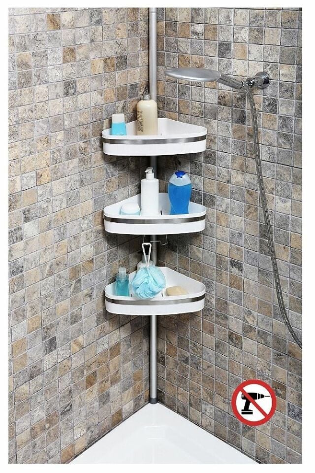 Fına Banyo Köşe Rafı Paslanmayan Aluminyum Beyaz